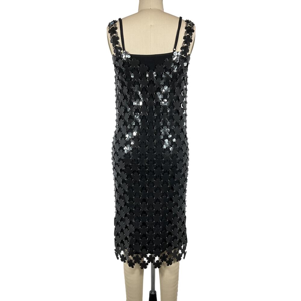 Paco Rabanne Embellished Black Flower Chainmail Dress Size EU 34 / US 2 - Picture 3 of 6